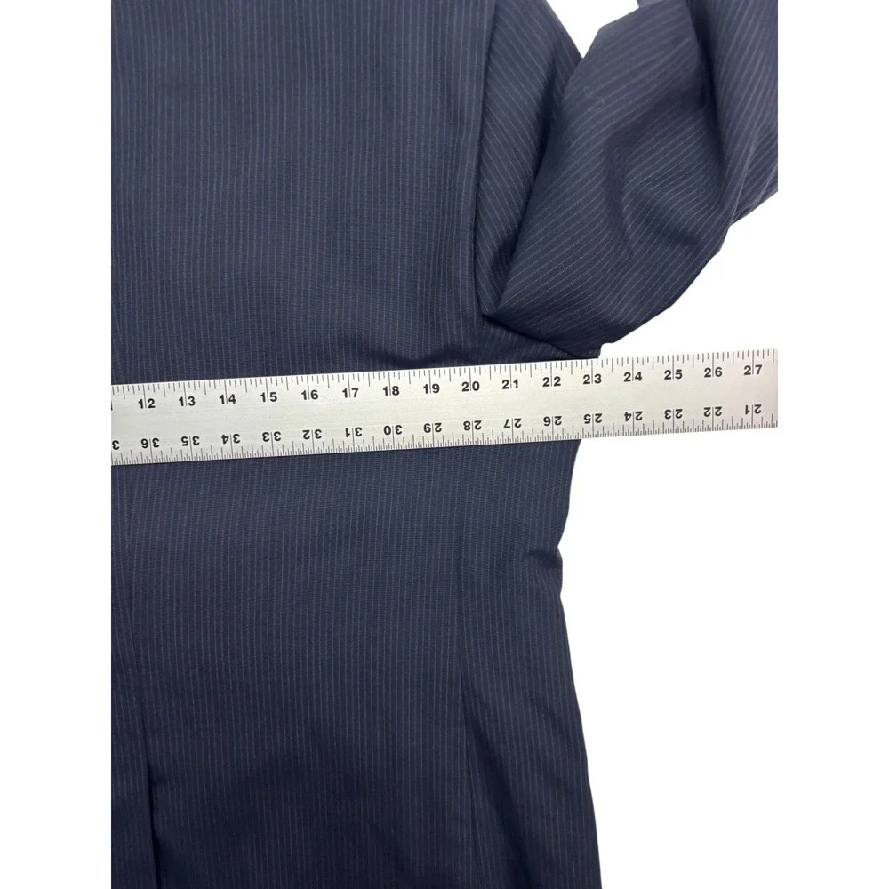 vtg Hickey Freeman 44R 36x30 Navy Blue Pinstripe 2pc Pant Suit USA Wool Classic